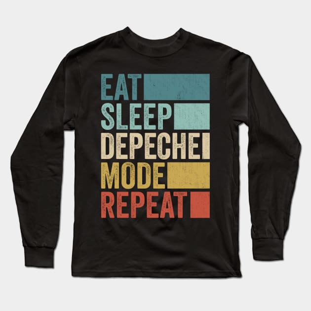 Funny Eat Sleep Depeche Name Repeat Retro Vintage Long Sleeve T-Shirt by Realistic Flamingo